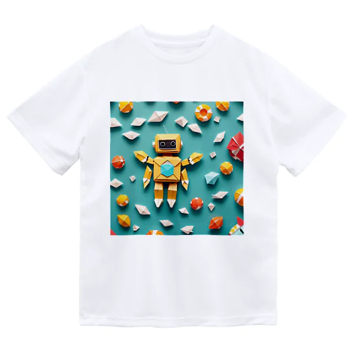 海を泳ぐ折り紙風のロボット ドライTシャツ