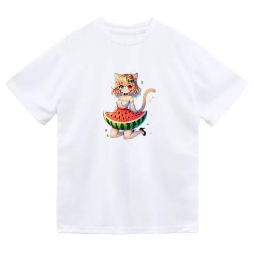 猫娘のスイカドレス ドライTシャツ