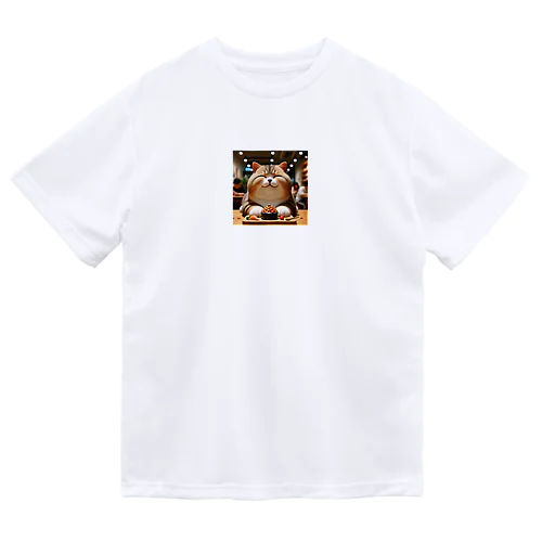 至福の食事 - 幸せな猫のディナー ドライTシャツ