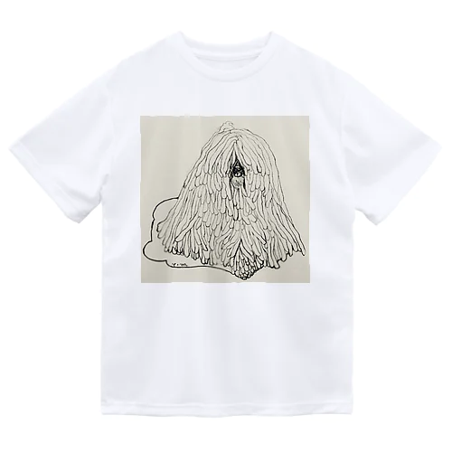 かしこいプーリー犬のイラスト  鉛筆画 歩く犬 ドライTシャツ