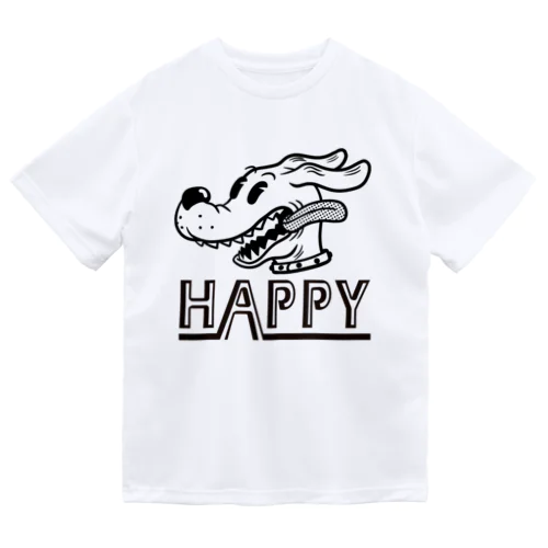 happy dog (black ink) ドライTシャツ