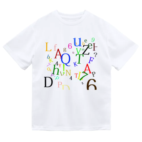 アルファベットと数字の洪水２ ドライTシャツ