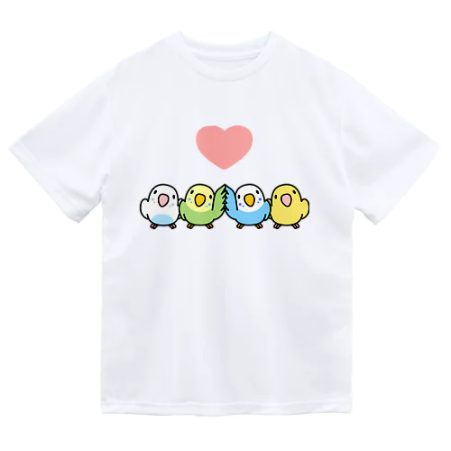 ハイタッチなかよしセキセイインコ【まめるりはことり】 ドライTシャツ