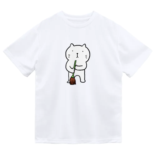 ねこ管理人掃除中 ドライTシャツ