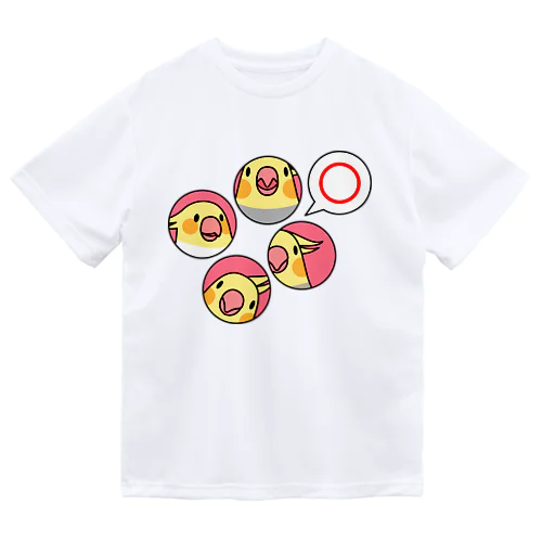 オカメインコまる〇【まめるりはことり】 ドライTシャツ