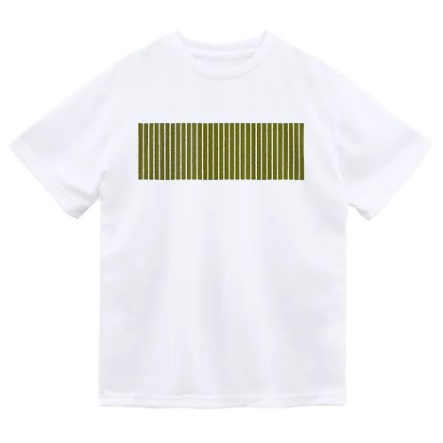 オリーブと白の縦縞 Dry T-Shirt