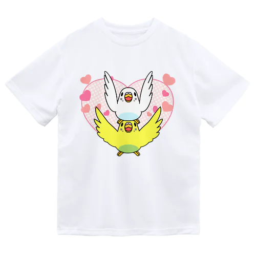 ラブリーセキセイインコ【まめるりはことり】 ドライTシャツ