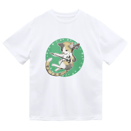 二胡と猫 ドライTシャツ