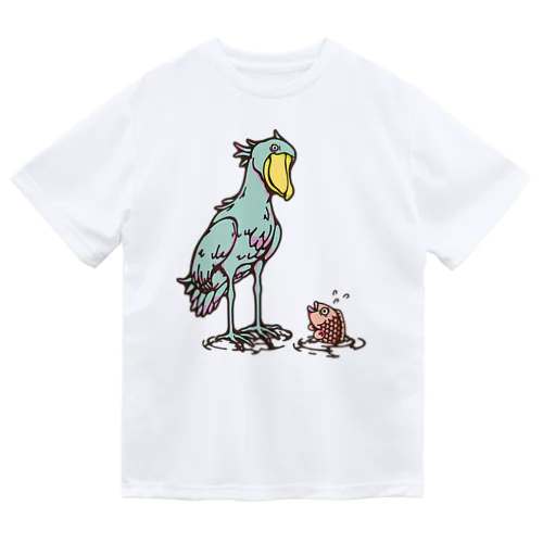 ハシビロコウとサカナ‐カラフル Dry T-Shirt