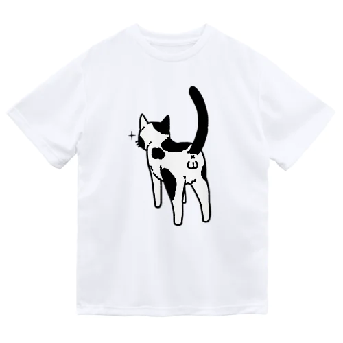 ねこけつω（ぶち猫） ドライTシャツ