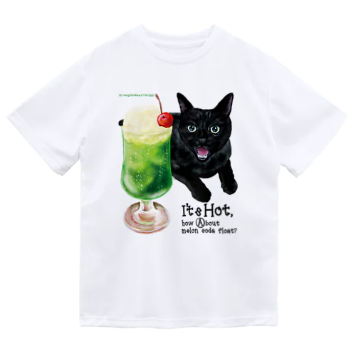 クリームソーダと黒い猫 ドライTシャツ