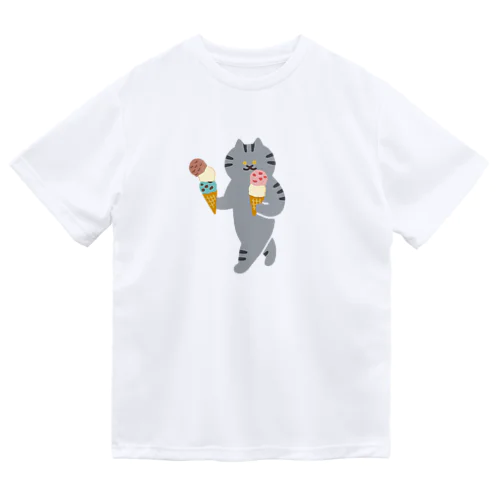 【大】アイスクリームを慎重に運ぶねこ Dry T-Shirt