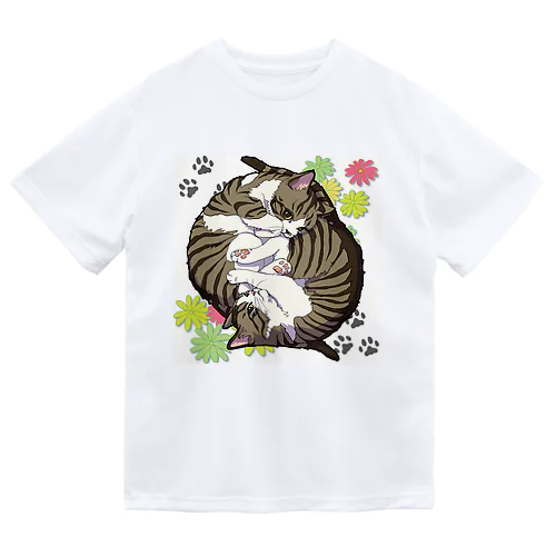 くるくる猫たち（背景無） ドライTシャツ