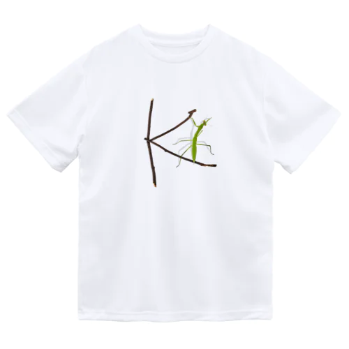 【K】カマキリついてるよ！イニシャル ドライTシャツ