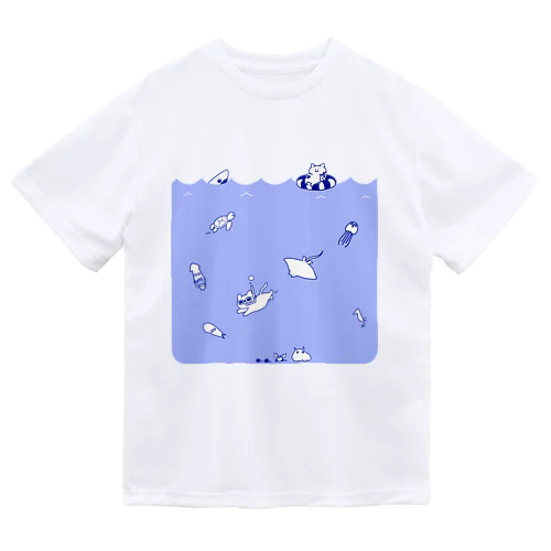 海と猫(青) ドライTシャツ