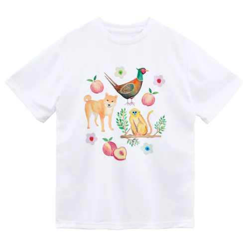 犬・猿・キジと桃 ドライTシャツ