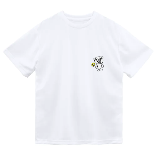 花とパグ　ワンポイント Dry T-Shirt