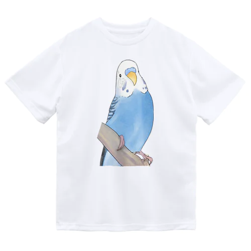 セキセイインコちゃんと止まり木【まめるりはことり】 ドライTシャツ