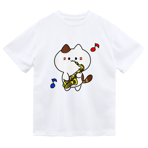 テナーサックスねこ ドライTシャツ