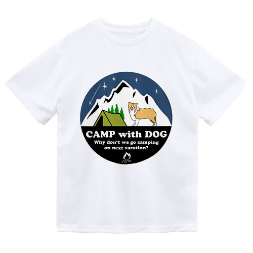 Camp with dog (ボーダーコリー　レッド） Dry T-Shirt