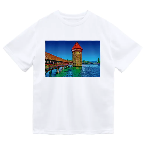 スイス カペル橋 ドライTシャツ