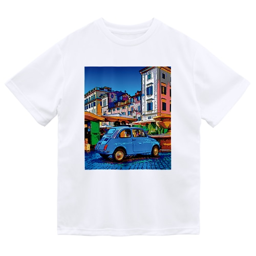 イタリア ローマの市場とFIAT500（チンクエチェント） Dry T-Shirt