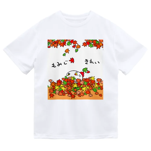 ニワトリと紅葉 ドライTシャツ