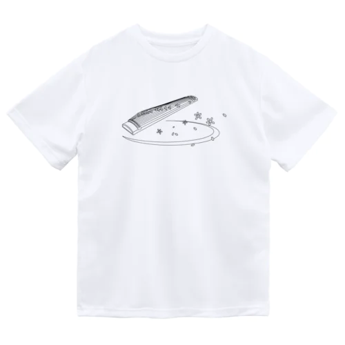箏と桜（黒線） ドライTシャツ
