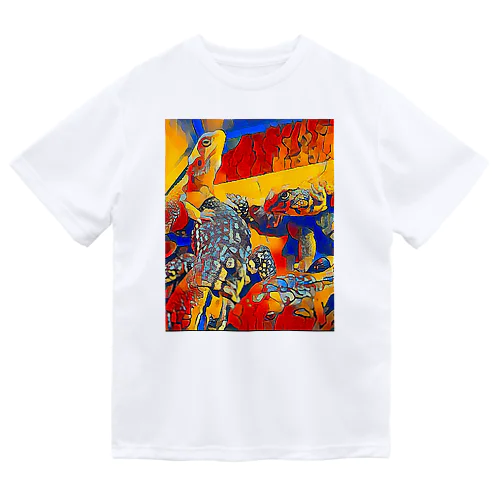 トカゲ大集合 オレンジ Dry T-Shirt