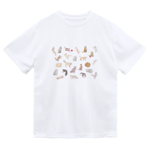 猫イラスト集合（横） ドライTシャツ