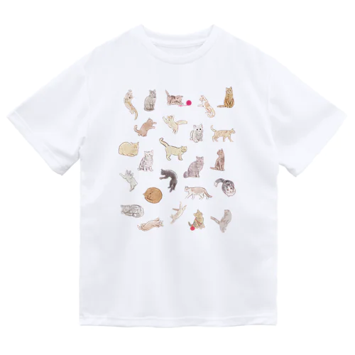 猫イラスト集合（縦） ドライTシャツ