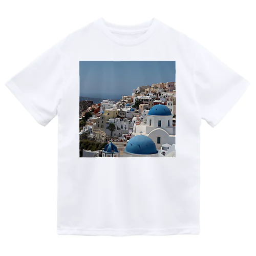 【世界一周旅】ギリシャ　サントリーニ島の景色 ドライTシャツ