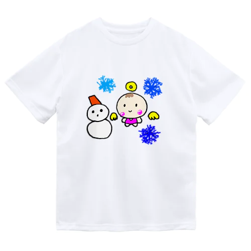 ゆるかわベビーの天使ちゃん雪だるまバージョン Dry T-Shirt