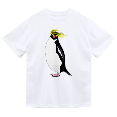 　風に吹かれるイワトビペンギンさん(文字無しバージョン ドライTシャツ