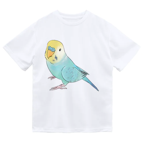 見上げるセキセイインコちゃん【まめるりはことり】 ドライTシャツ