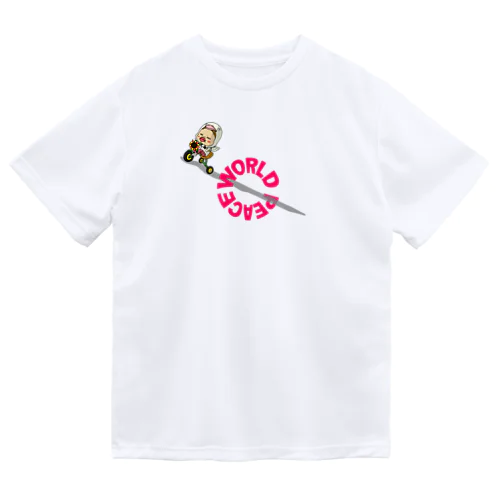 世界平和だよ！さげみちゃん（円形文字） ドライTシャツ