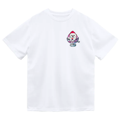 かき氷ワンちゃん　氷イチゴ　ペキニーズ　ホワイト ドライTシャツ