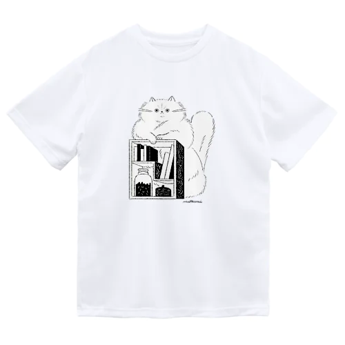 ねこの本棚（白） ドライTシャツ