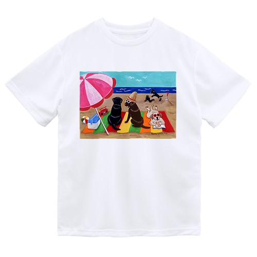 浜辺のラブラドール Dry T-Shirt