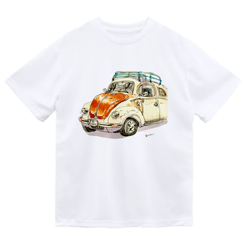 水彩レトロカー。 ドライTシャツ