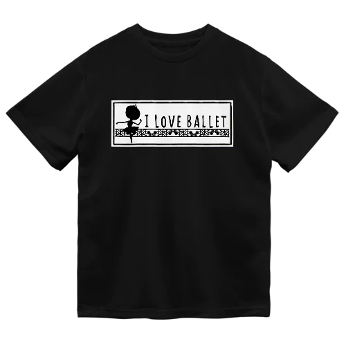 バレリーナ・影01（I LOVE BALLET-2/黒/枠あり/白背景） ドライTシャツ