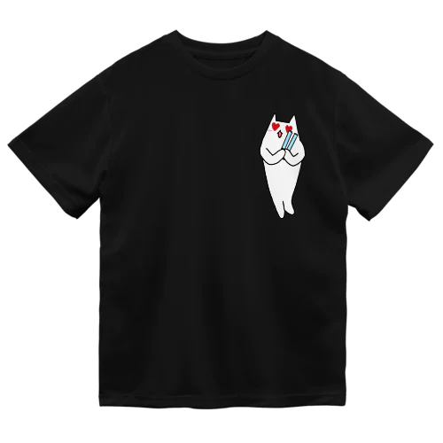 ペンライトねこ07水色 ドライTシャツ