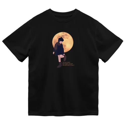 月と黒ワンピの女の子 Dry T-Shirt