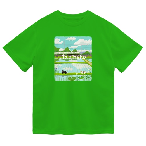 たびねこ-緑色の風 Dry T-Shirt