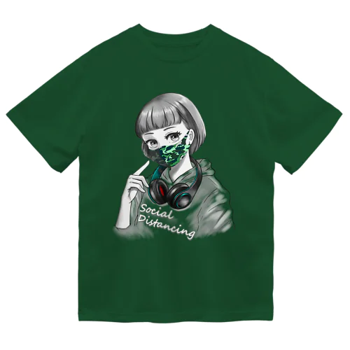 迷彩マスク  グリーン　文字白 Dry T-Shirt