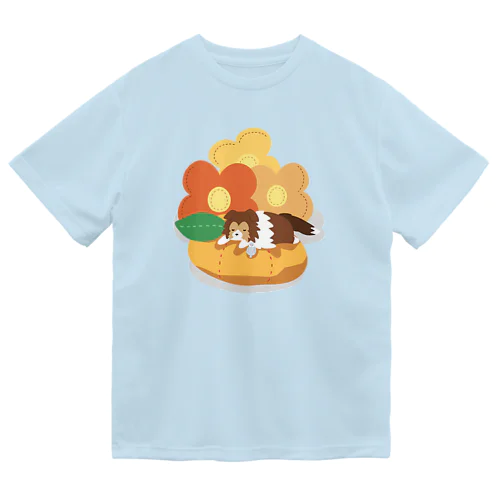 シェルティ&文鳥×オレンジやお花 Dry T-Shirt
