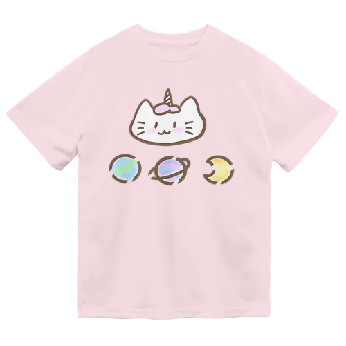 🪐ゆにねこ🪐ロゴ入り×ピンク(髪色) Dry T-Shirt