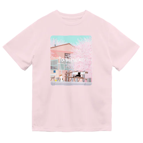 たびねこ：駅でお花見 Dry T-Shirt