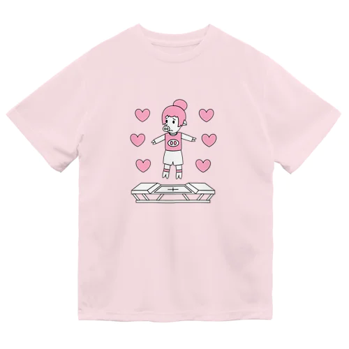 ピッグトランポリン（ピンク） ドライTシャツ