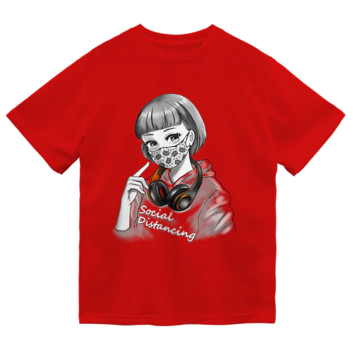 にゃんこマスク 文字白 ドライTシャツ